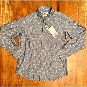 Nwt Men’s Button Down Collar Shirt Paisley Print XL Slim Fit